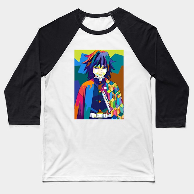 Demon Slayer Giyu Tomioka Pop Art Baseball T-Shirt by SiksisArt